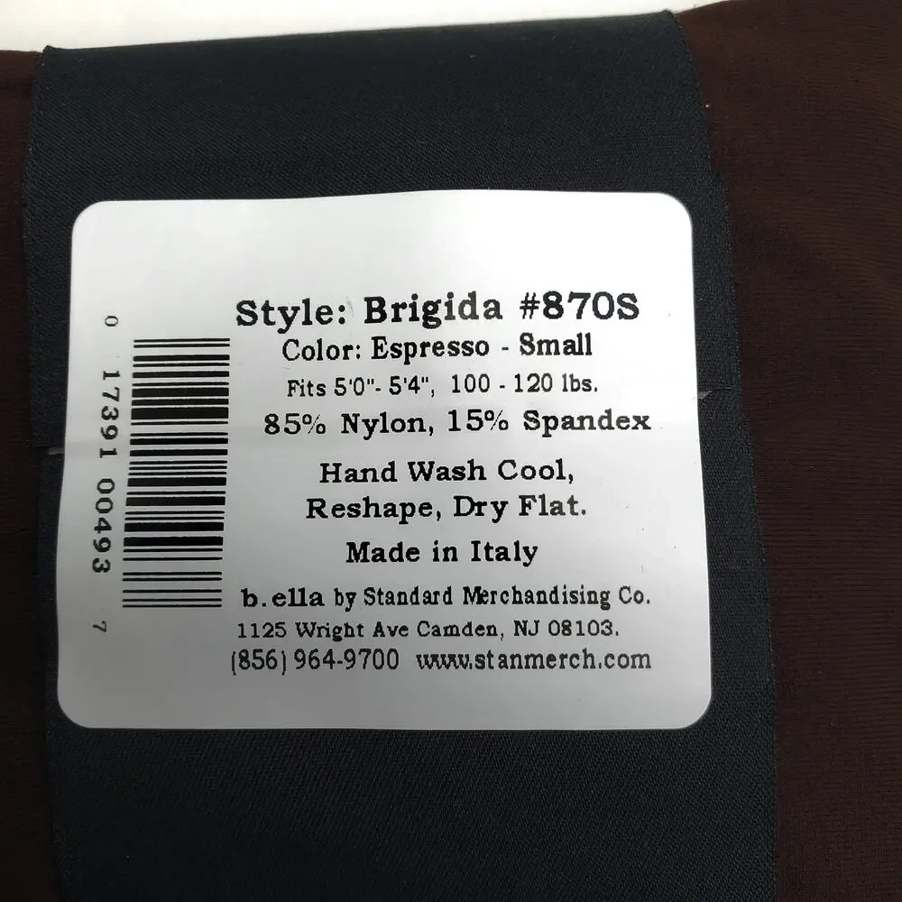 Microfiber Opaque Footless Tights Espresso SMALL B.ella Brigida Luxe Hosiery NWT
